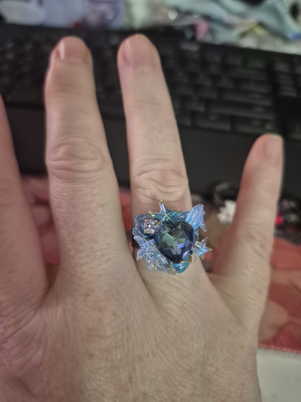 Blue Heart Statement Ring - Women's Fashion Jewelry